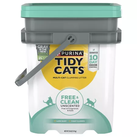 Tidy Cats Purina Unscented Clumping Clay Cat Litter Multi-Cat 35 lb Pail Cat Litter