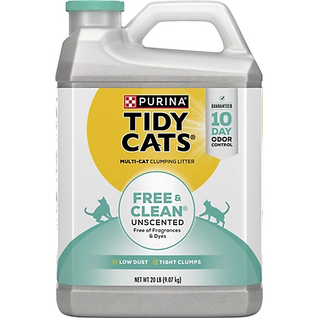 Tidy Cats Purina Clumping Cat Litter, Free & Clean Unscented Multi Cat Litter - 20 lb. Jug