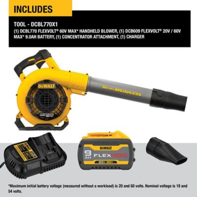 Image showing  FlexVolt 129 MPH/423 CFM 60V MAX Cordless Handheld Leaf Blower, Battery and Charger Included