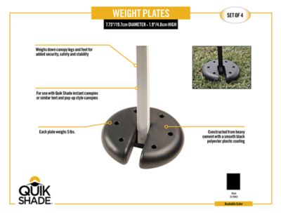 Image showing 5 th Quik Shade Single Retail Pack Weight Plates, 7.6 in. Diameter Per Plate, 5 lb. Per Plate, Black, 4-Pack