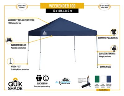 Image showing  10 ft. x 10 ft. Weekender Elite Straight Leg Pop-Up Canopy, Green