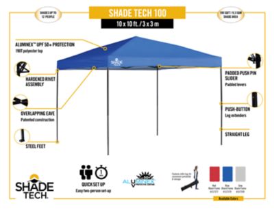 Image showing  10 ft. x 10 ft. Shade Tech Straight Leg Pop-Up Canopy, Red