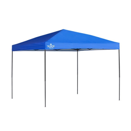 Quik Shade 10 ft. x 10 ft. Shade Tech ST100 Pop-Up Canopy, Blue, Straight Leg