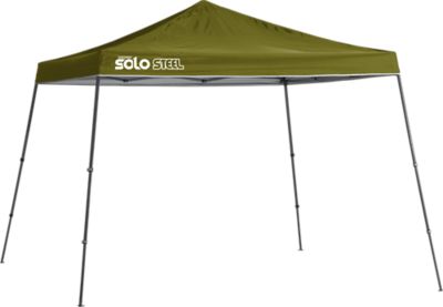 Quik Shade 11 ft. x 11 ft. Solo Steel Slant Leg Pop-Up Canopy, Olive, 167548DS