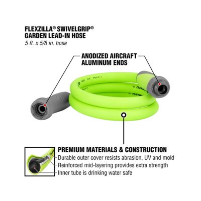 Image showing  5/8 in. x 5 ft. SwivelGrip Lead-in Garden Hose, 3/4 in. - 11/2 GHT Fittings