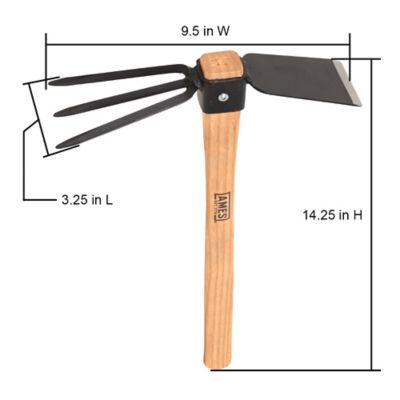 Image showing  Combo Wood Hoe and Cultivator Hand Tool