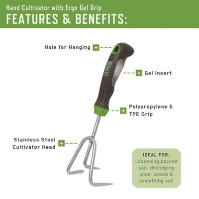 Image showing 5 th Ames Stainless Steel Gel Grip Hand Cultivator