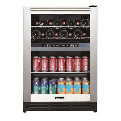 Magic Chef 140-Can Capacity Dual-Zone Wine and Beverage Center, 24 in.