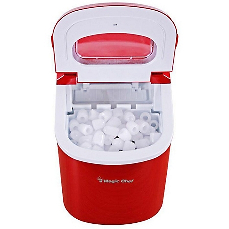 Magic Chef MCIM22R Portable Countertop Ice Cube Maker Machine with Scooper  Making 27 Pounds per Day for Home Table Top Counters, Red (Stainless Steel)