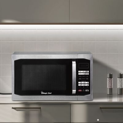 Image showing 9 th Magic Chef 1.6 cu. ft. Countertop Microwave Oven, Stainless Steel