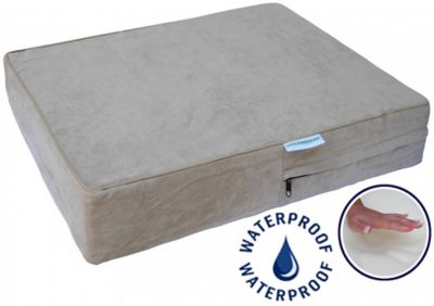 Go Pet Club Solid Memory Foam Orthopedic Medium Mattress Dog Bed with Waterproof Cover, Khaki