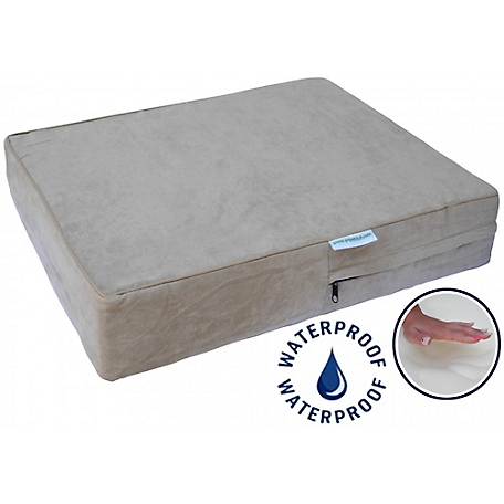 Go Pet Club Solid Memory Foam Orthopedic Large Mattress Dog Bed with Waterproof Cover, Khaki