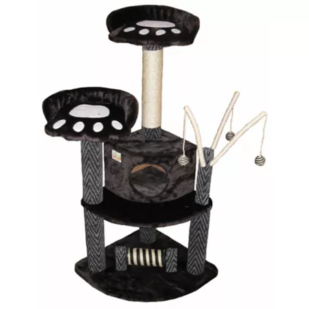 Go Pet Club 50" Cat Tree Furniture Black Cat Trees & Condos