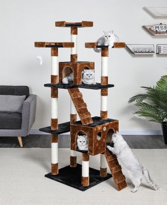 Go Pet Club 72 in. Cat Tree Condo Furniture, Black/Brown