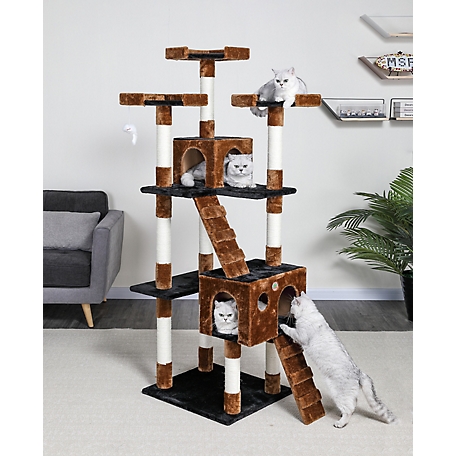 Go Pet Club 72 in. Cat Tree Condo Furniture, Black/Brown