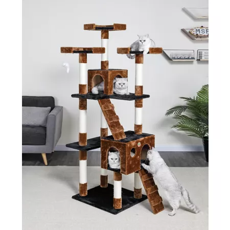 Go Pet Club 72" Cat Tree Furniture Black/Brown Cat Trees & Condos