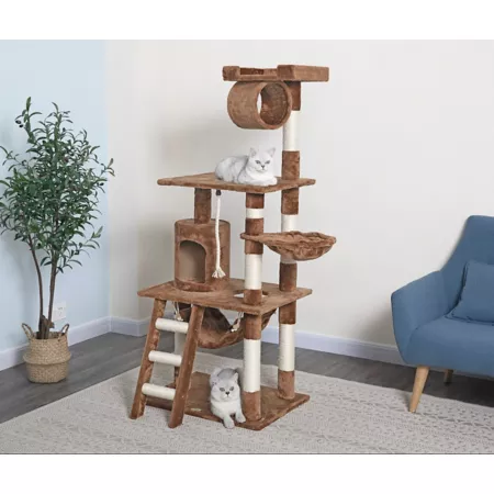 Go Pet Club 62" Cat Tree Condo Furniture Brown Cat Trees & Condos