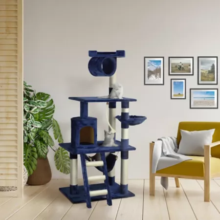 Go Pet Club 62" Cat Tree Furniture Blue Cat Trees & Condos