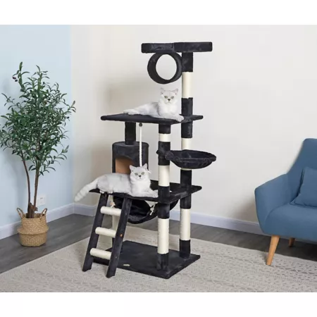 Go Pet Club 62" Cat Tree Furniture Black Cat Trees & Condos