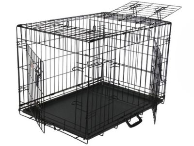 Go Pet Club 3-Door Metal Dog Crate with Divider, 24 in.