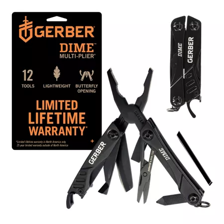 Gerber Black Dime 12-in-1 Butterfly Open Multi-Tool in Stainless Steel Multi-Tools