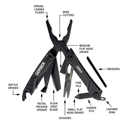 Image showing 6 th Gerber 12-in-1 Black Dime Butterfly Opening Stainless Steel Multi-Tool
