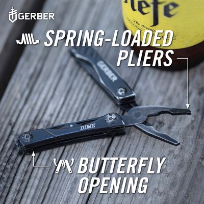 Image showing 7 th Gerber 12-in-1 Black Dime Butterfly Opening Stainless Steel Multi-Tool