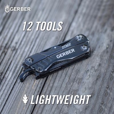 Image showing 8 th Gerber 12-in-1 Black Dime Butterfly Opening Stainless Steel Multi-Tool