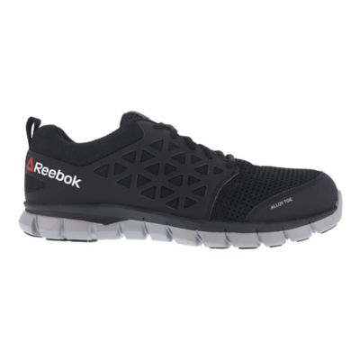 Image showing 2 th Reebok Men's Sublite Cushion Slip-Resistant Alloy Toe Athletic Oxford Work Shoes, EH Rated, Black