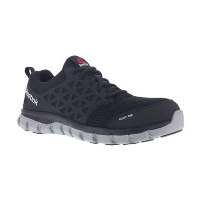 Reebok Men's Sublite Cushion Slip-Resistant Alloy Toe Athletic Oxford Work Shoes, EH Rated, Black excellent work shoe
