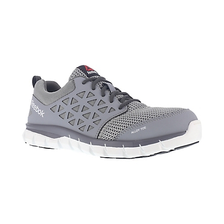 Reebok Sublite Cushion Slip-Resistant Alloy Toe Athletic Oxford Work Shoes, EH Rated, Gray