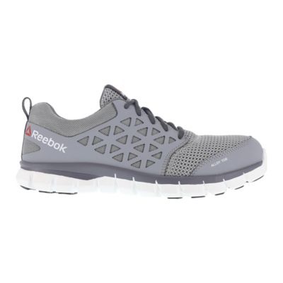 Image showing 2 th Reebok Sublite Cushion Slip-Resistant Alloy Toe Athletic Oxford Work Shoes, EH Rated, Gray