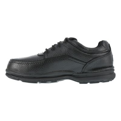 Image showing 4 th Rockport Works Men's World Tour ESD Moc Steel Toe Oxford Work Shoes, Black, 5 Eye Tie