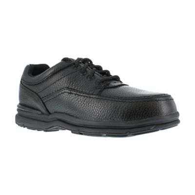 Rockport Works Men's World Tour Esd Moc Steel Toe Oxford Work Shoes, Black, 5 Eye Tie