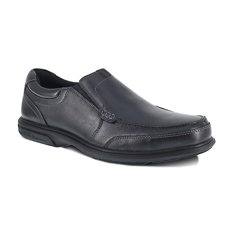 Florsheim Work Loedin SR Oxford Slip-On Steel Toe Work Shoes, Black, EH Rated
