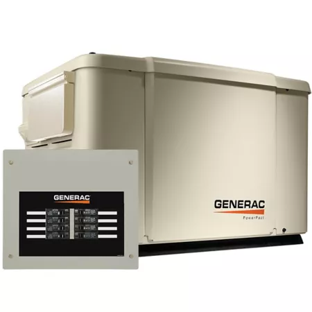 Generac PowerPact 7 500 Watt (LP)/6 000 Watt (GN) Dual Fuel Whole Home Standby Generator with 50 Amp Transfer Switch Wi-Fi Enabled Whole House Generators