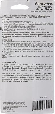 Image showing 8 th Permatex High-Temperature RTV Silicone Gasket Maker, 3 oz.