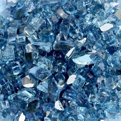 Image showing  Reflective Sky Blue Fire Pit Glass