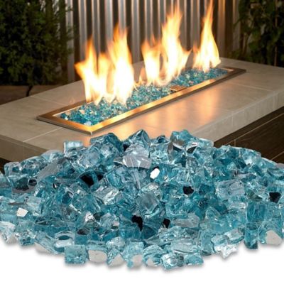 Image showing  Reflective Sky Blue Fire Pit Glass