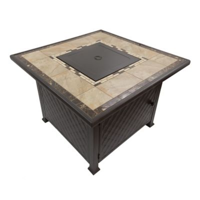 AZ Patio Heaters Square Tile Top Fire Pit, Bronze, 50,000 BTU