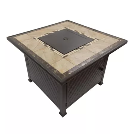 AZ Patio Heaters Square Fire Pit with Tile Top Bronze 50 000 BTU Fire Pits