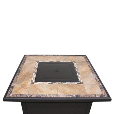 Image showing  Square Tile Top Fire Pit, Bronze, 50,000 BTU