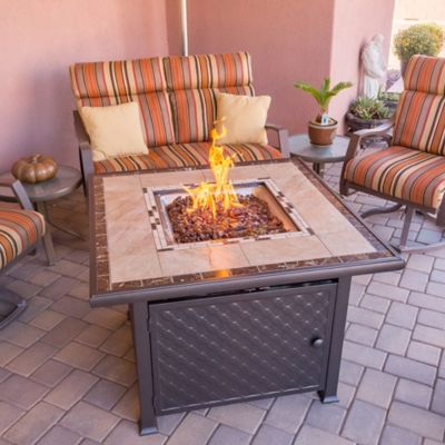 Image showing  Square Tile Top Fire Pit, Bronze, 50,000 BTU
