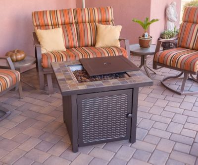 Image showing  Square Slate Fire Pit, Bronze, 50,000 BTU