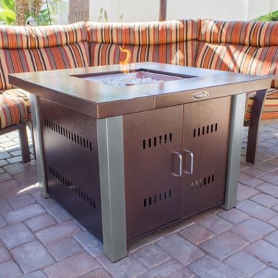 Image showing  38 in. Square Outdoor Fire Pit, 40,000 BTU, Hammered Bronze