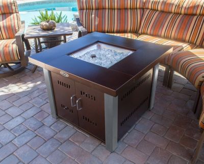 Image showing  38 in. Square Outdoor Fire Pit, 40,000 BTU, Hammered Bronze