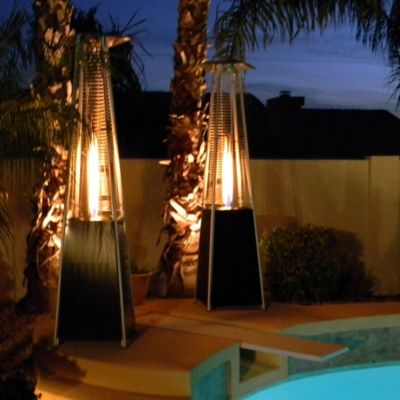 Image showing  Glass-Tube Propane Patio Heater, 15 sq. ft., 41,000 BTU, Hammered Bronze