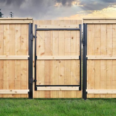 double door wood fence gate