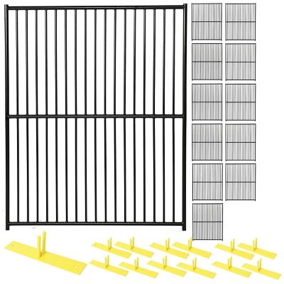 Perimeter Patrol 5 ft. x 6 ft. European-Style Panel Kit, Black, 1-1/8 in. x 19 Gauge Tubular Steel Frames, 12 pk.