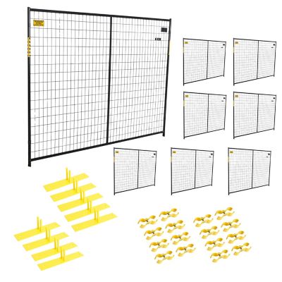 Perimeter Patrol 6 ft. H x 210 ft. L Black Powder Coated Welded Wire Complete Temporary Fence Panel Kit